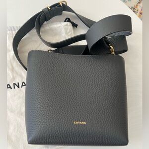 Cuyana Dark Gray Leather Crossbody Bag